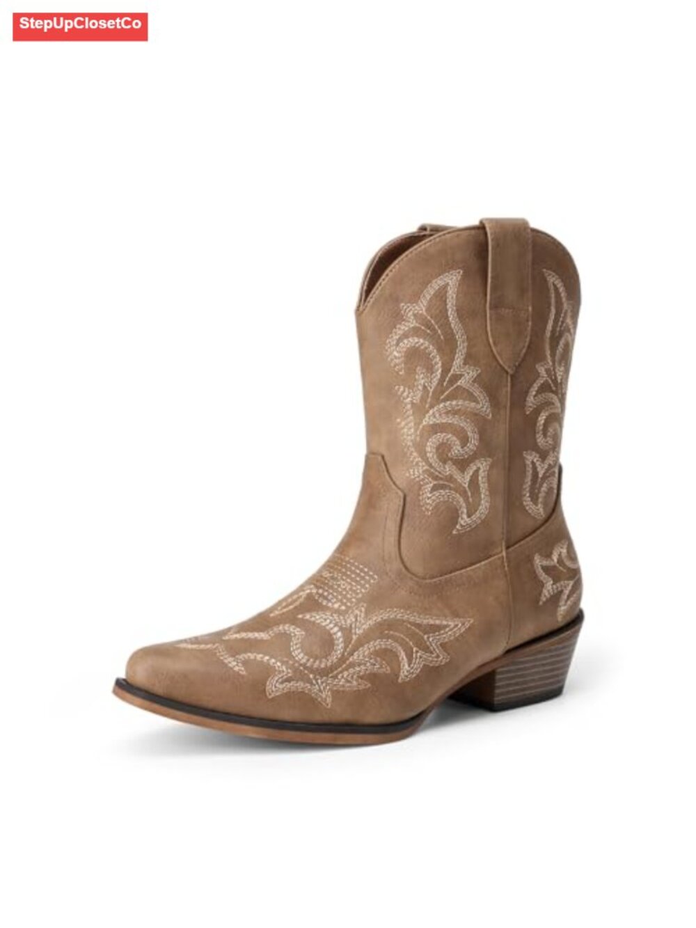 Cowboy Western Ankle Boots with Cushioned Insole